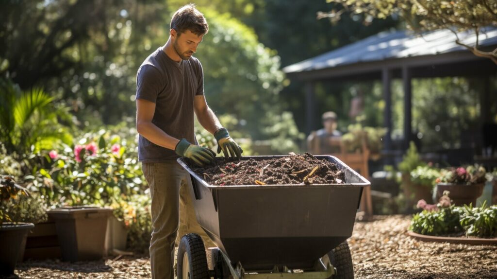 Compost spreader in action