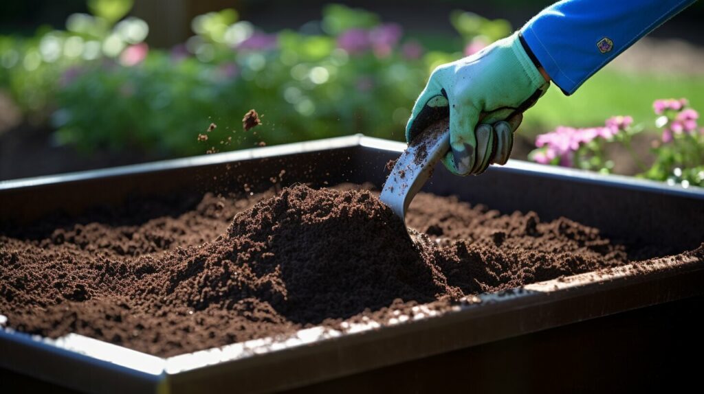 Compost spreader in use